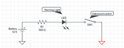 Circuit for a motorcycle side stand safety switch